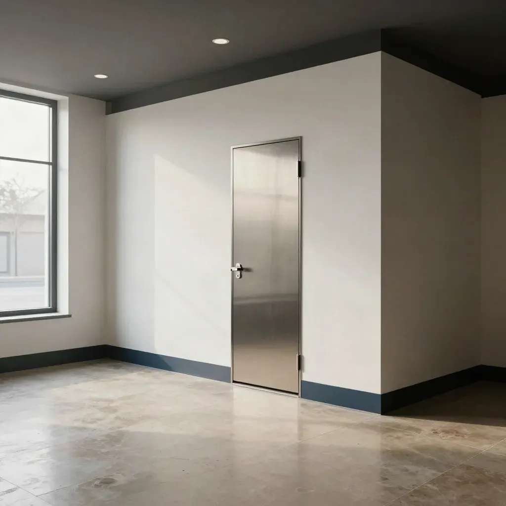 Local comercial recién reformado, vacío, con pintura blanca, luces nuevas y baño compacto.