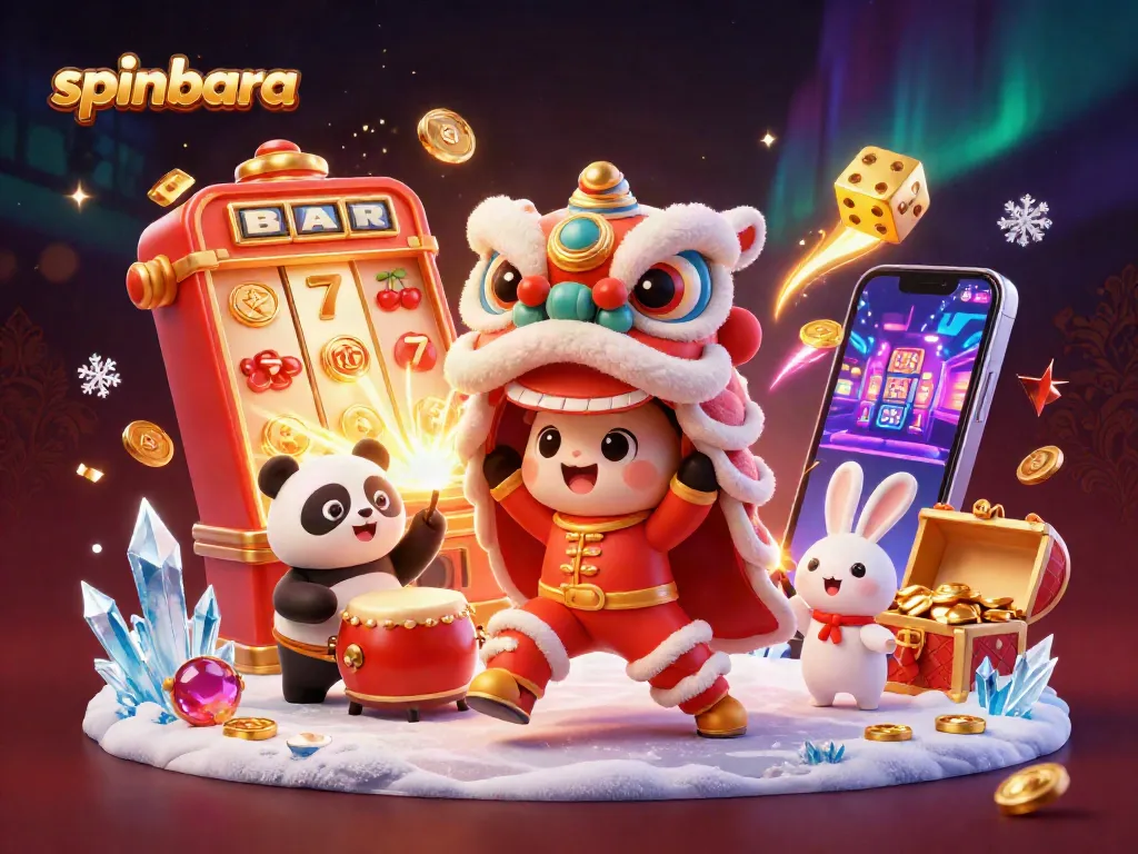 Experience exciting gameplay at Spinbara Casino with vibrant characters and dynamic casino elements.